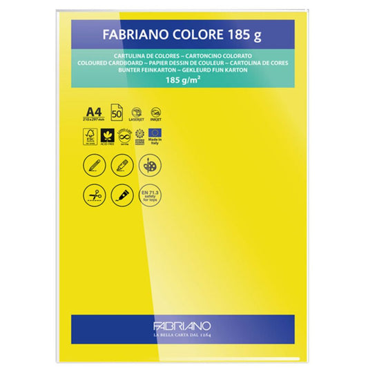 Papel Colore Fabriano Amarelo Canário A4 185g/m² Pack 10 Folhas