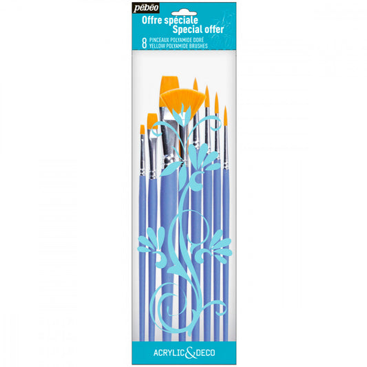 Kit de Pincéis Sintéticos Pébéo 8 Peças 951170