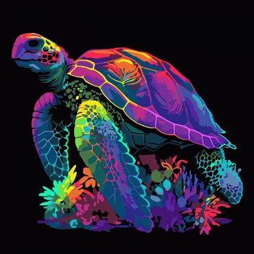 Conjunto Pintura Numerada Arte Terapia 30X30cm Tartaruga Mágica