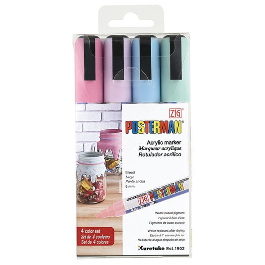 Marcador Zig Posterman PMA-50 Estojo C/4 Cores Pastéis
