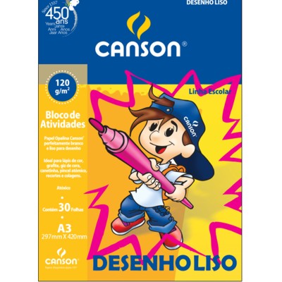 Bloco de Papel Para Desenho Canson Escolar Liso 120g/m² A3 Branc