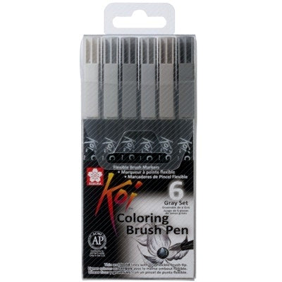 Caneta Ponta de Pincel Koi Sakura 06 Tons de Cinza