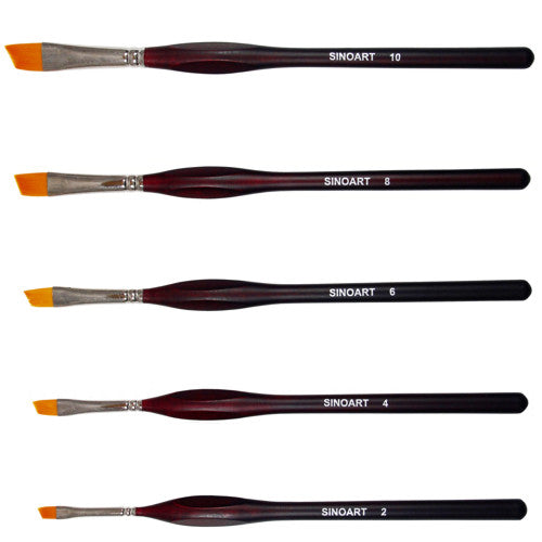 Kit de Pincéis Chanfrado Sintético Sinoart 05 Peças SFB0194