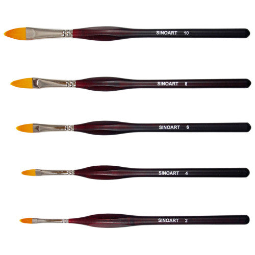 Kit de Pincéis Língua de Gato Sintético Sinoart 05 Peças SFB0193