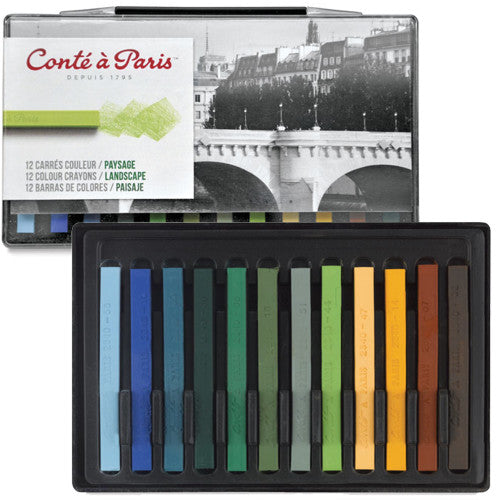 Pastel Seco Conté à Paris Carré 12 Cores Paisagem