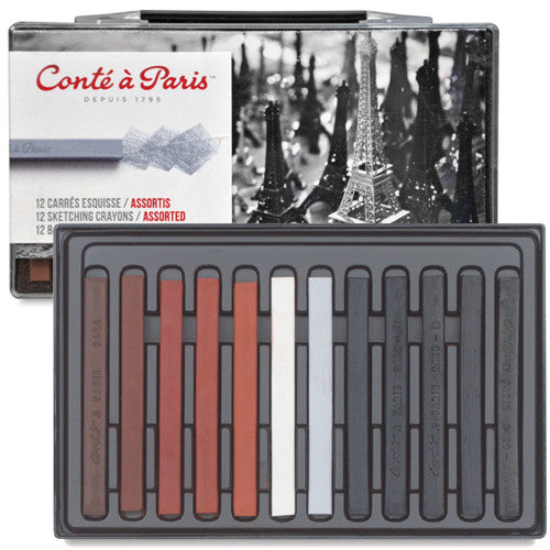 Pastel Seco Conté à Paris Carré 12 Cores Crayons