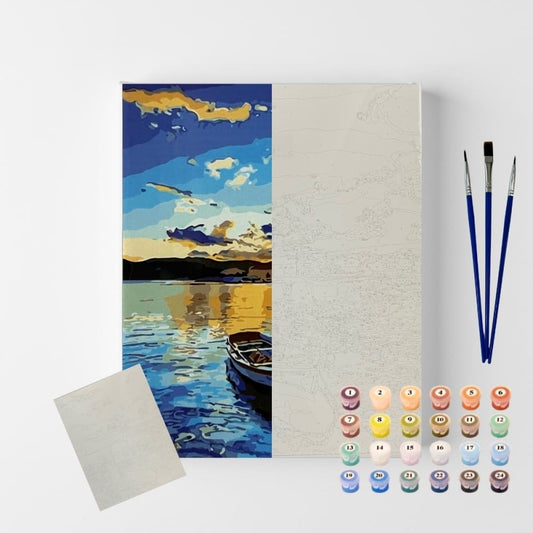 conjunto pintura numerada arte terapia 40x50cm céu azul