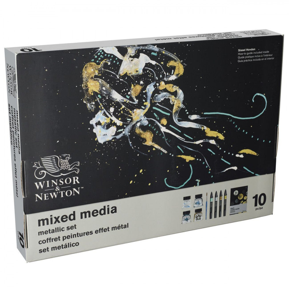 Estojo Desenho Metallic Mixed Media Winsor & Newton 10 Peças