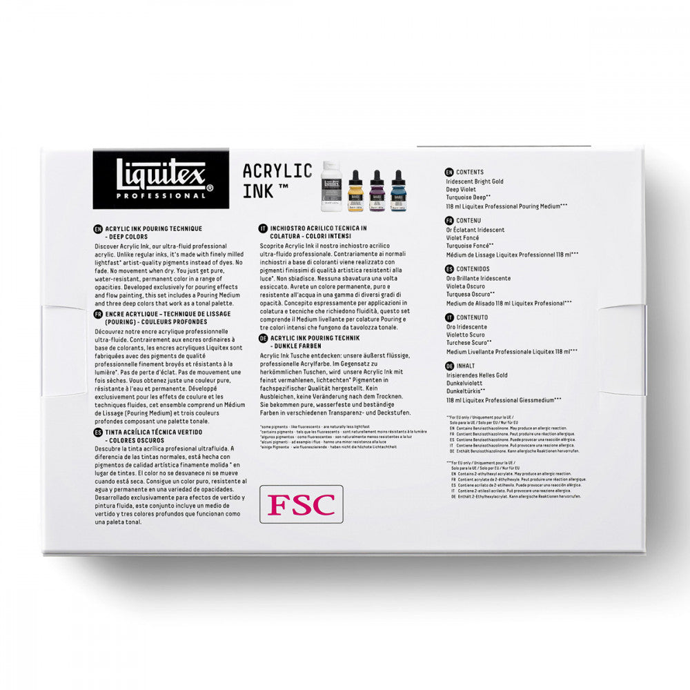 Tinta Acrílica Líquida Liquitex 30ml 04 Peças Cores Profundas