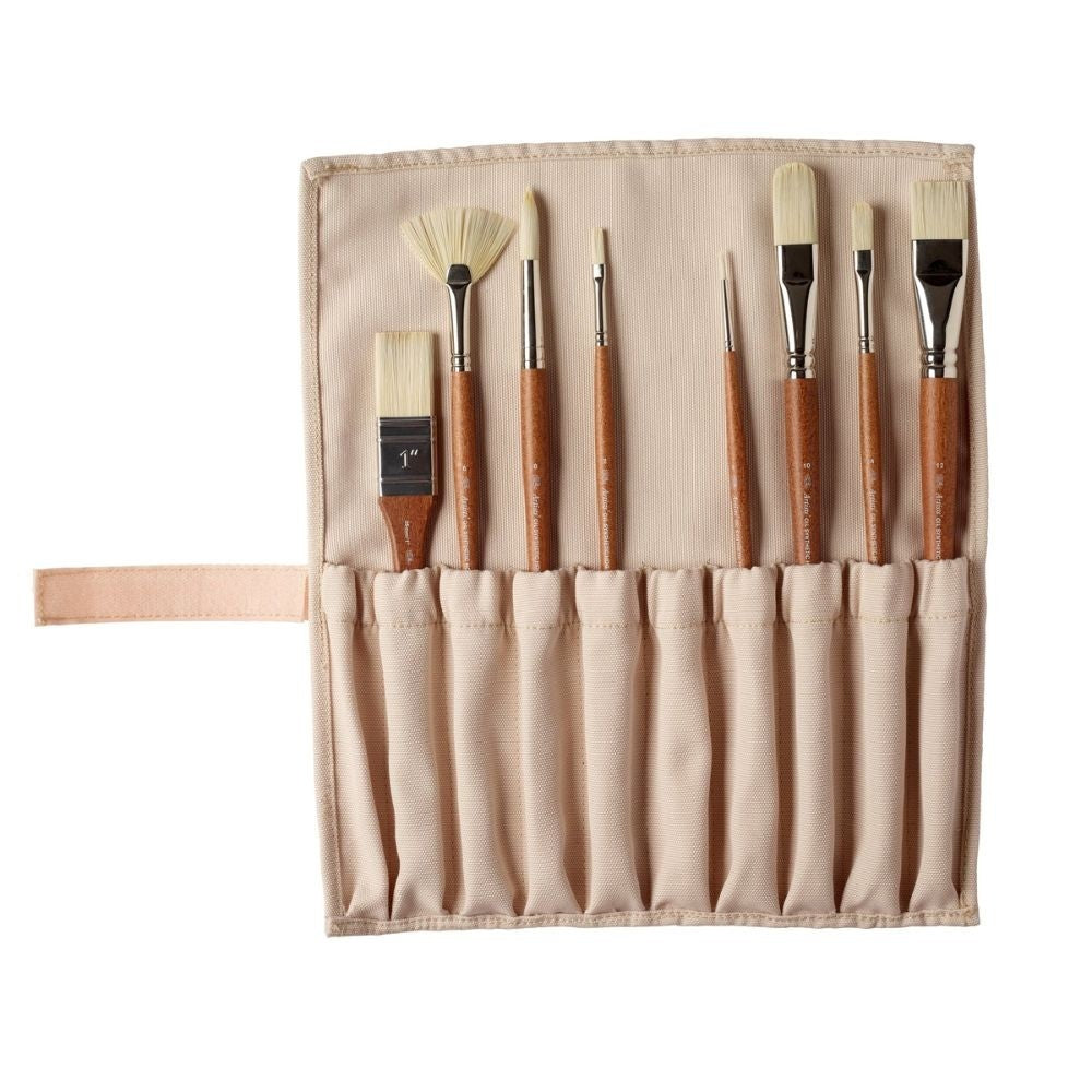 Kit Pincéis Para Óleo Winsor & Newton Profissional Sintéticos C/8 E Porta Pincel