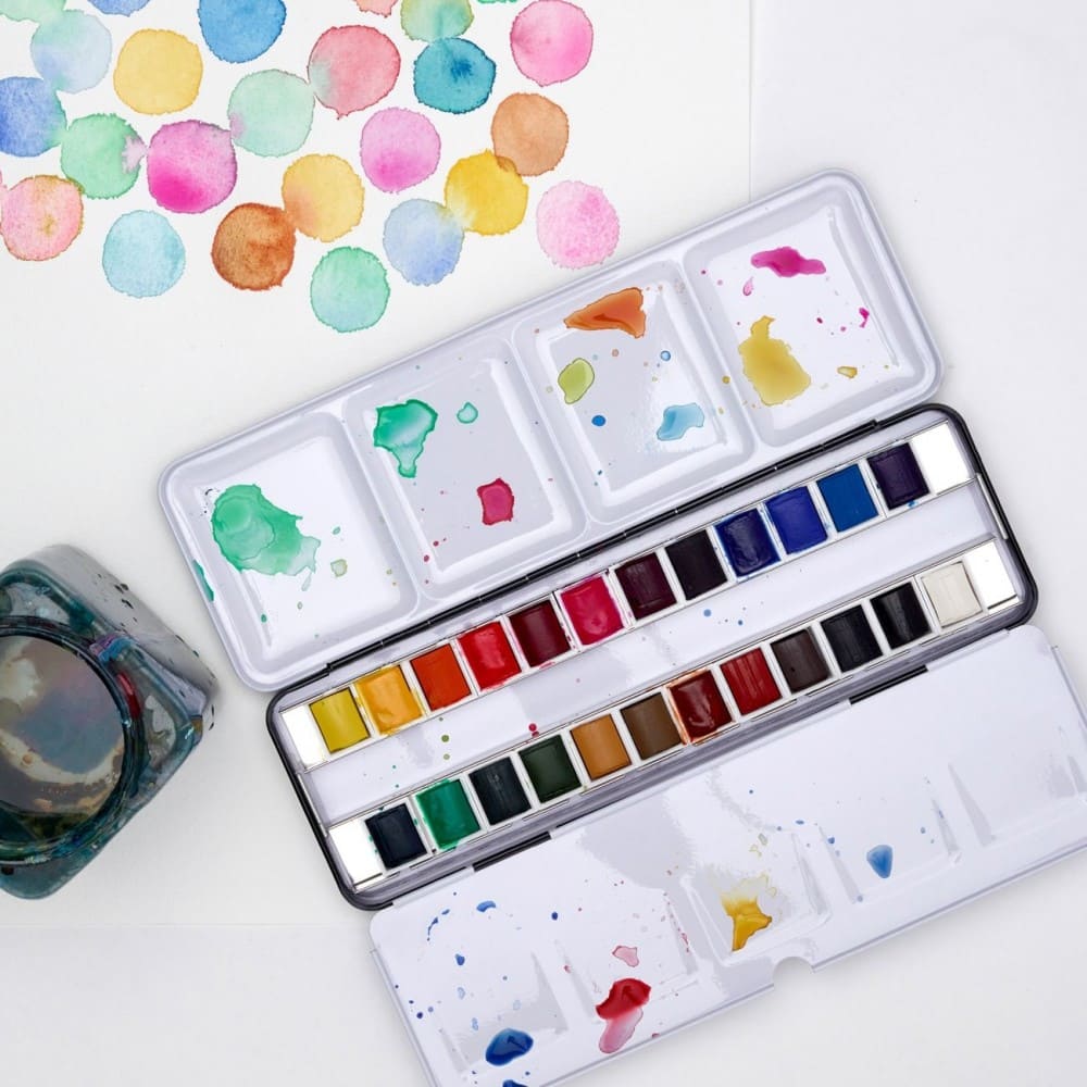 tinta aquarela winsor & newton cotman sketch box 24 cores