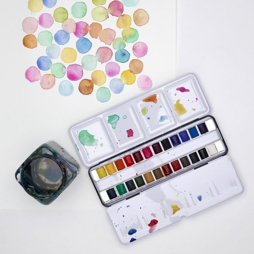 tinta aquarela winsor & newton cotman sketch box 24 cores