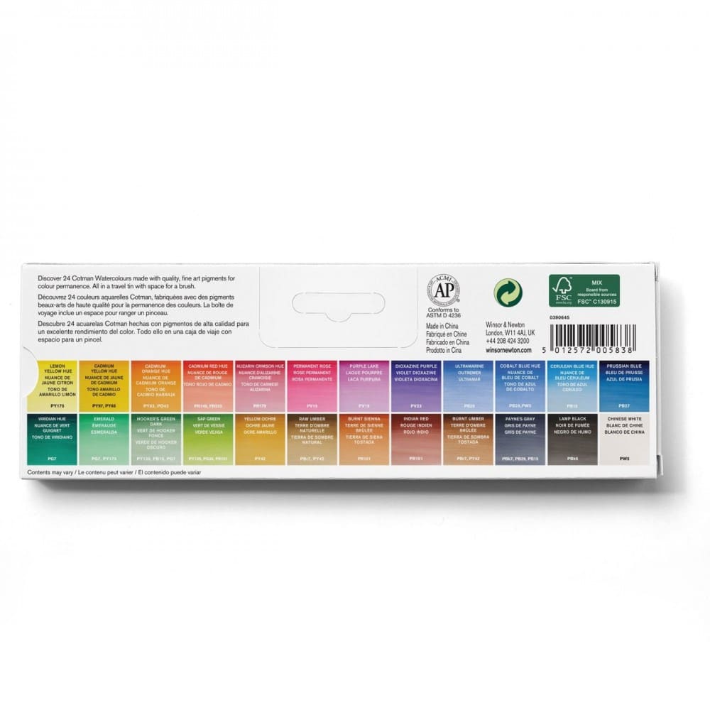 tinta aquarela winsor & newton cotman sketch box 24 cores