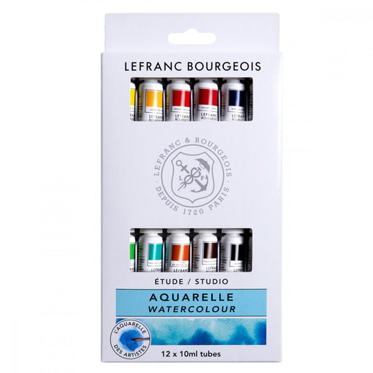 Estojo Tinta Aquarela Lefranc & Bourgeois 10ml 12 Cores