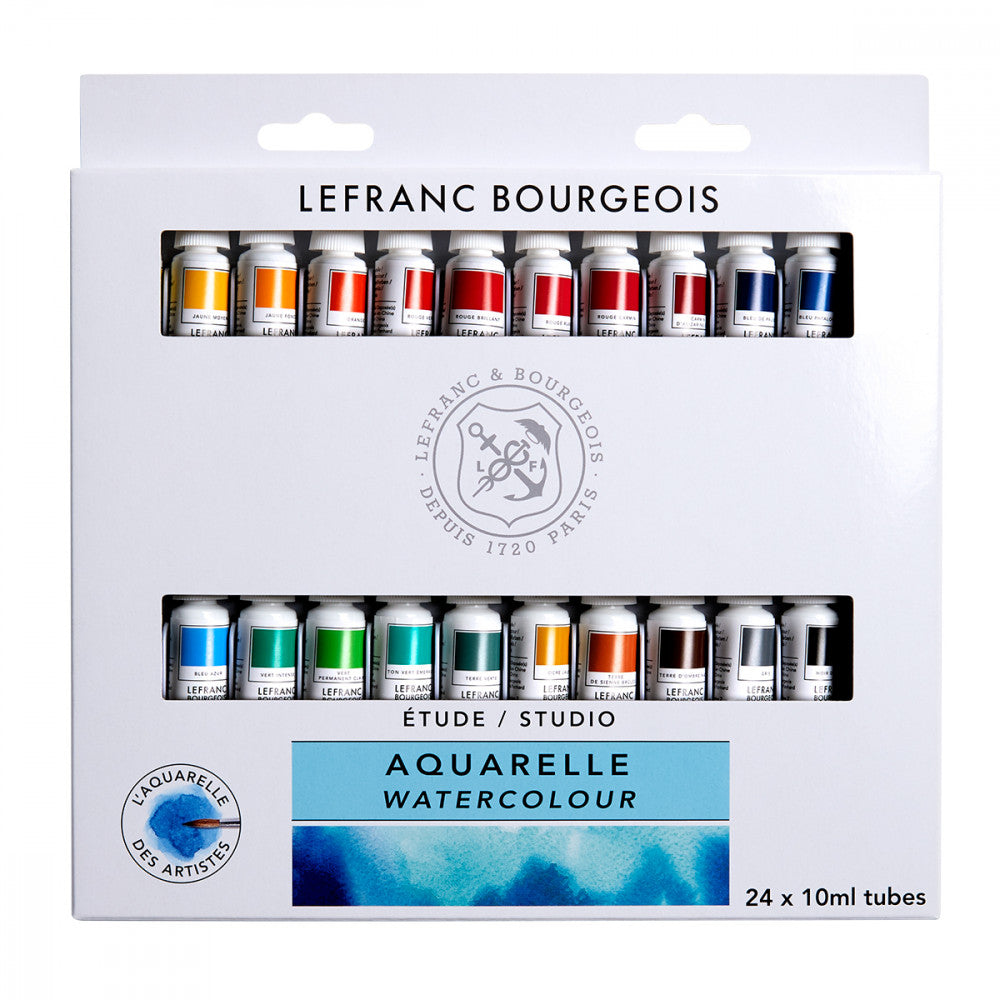 Estojo Tinta Aquarela Lefranc & Bourgeois 10ml 24 Cores