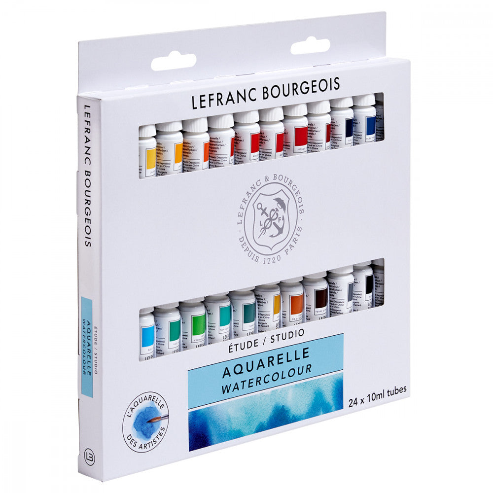 Estojo Tinta Aquarela Lefranc & Bourgeois 10ml 24 Cores