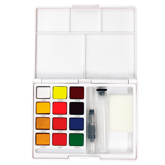 Aquarela em Pastilha KOI Sakura 12 Cores Metálicas e Neon