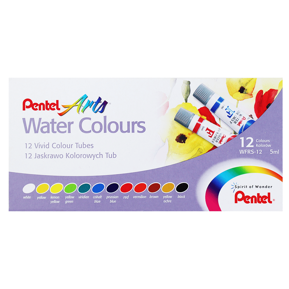 Tinta Aquarela Pentel Bisnaga 12 Cores