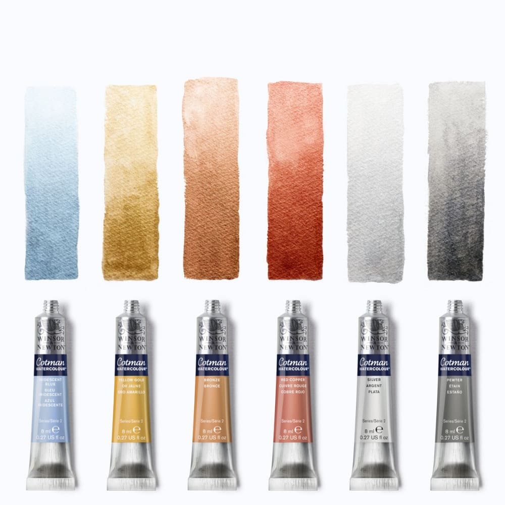 Estojo Tinta Aquarela em Tubo Winsor & Newton Cotman 6 Cores Metálicas
