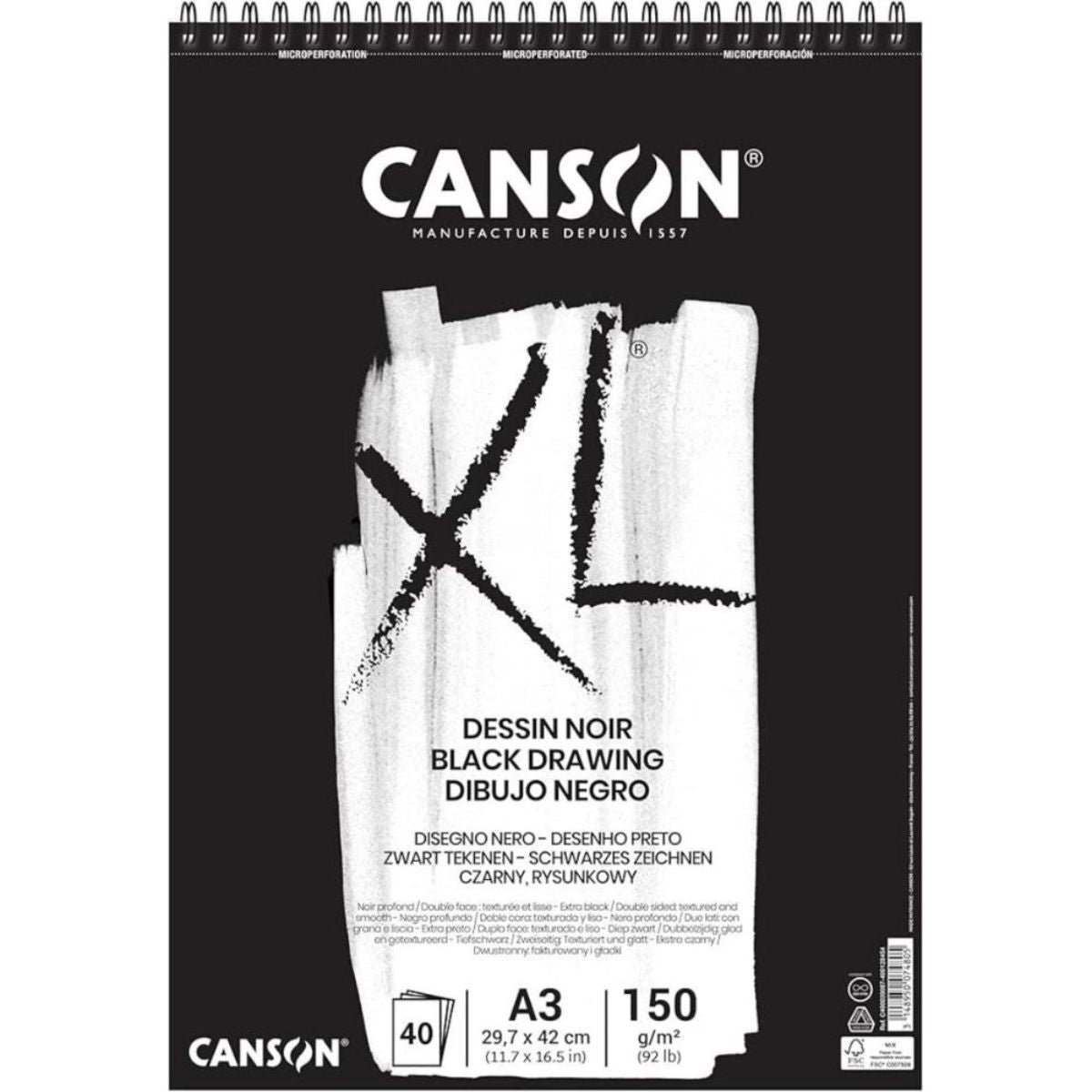 Bloco de Papel Negro Canson XL 150g/m² A3