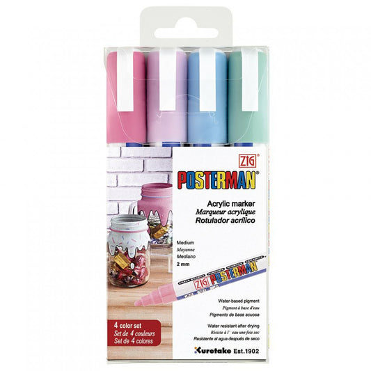 Marcador Zig Posterman PMA-30 Estojo C/4 Cores Pastéis