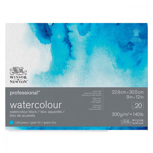 Bloco de Papel Para Aquarela Winsor & Newton Professional 300g/m² 23x30,5cm 20 Folhas