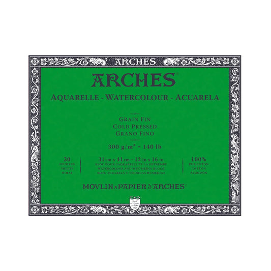 Bloco de Papel para Aquarela Arches TF 300g/m² 31x41cm 20 Folhas