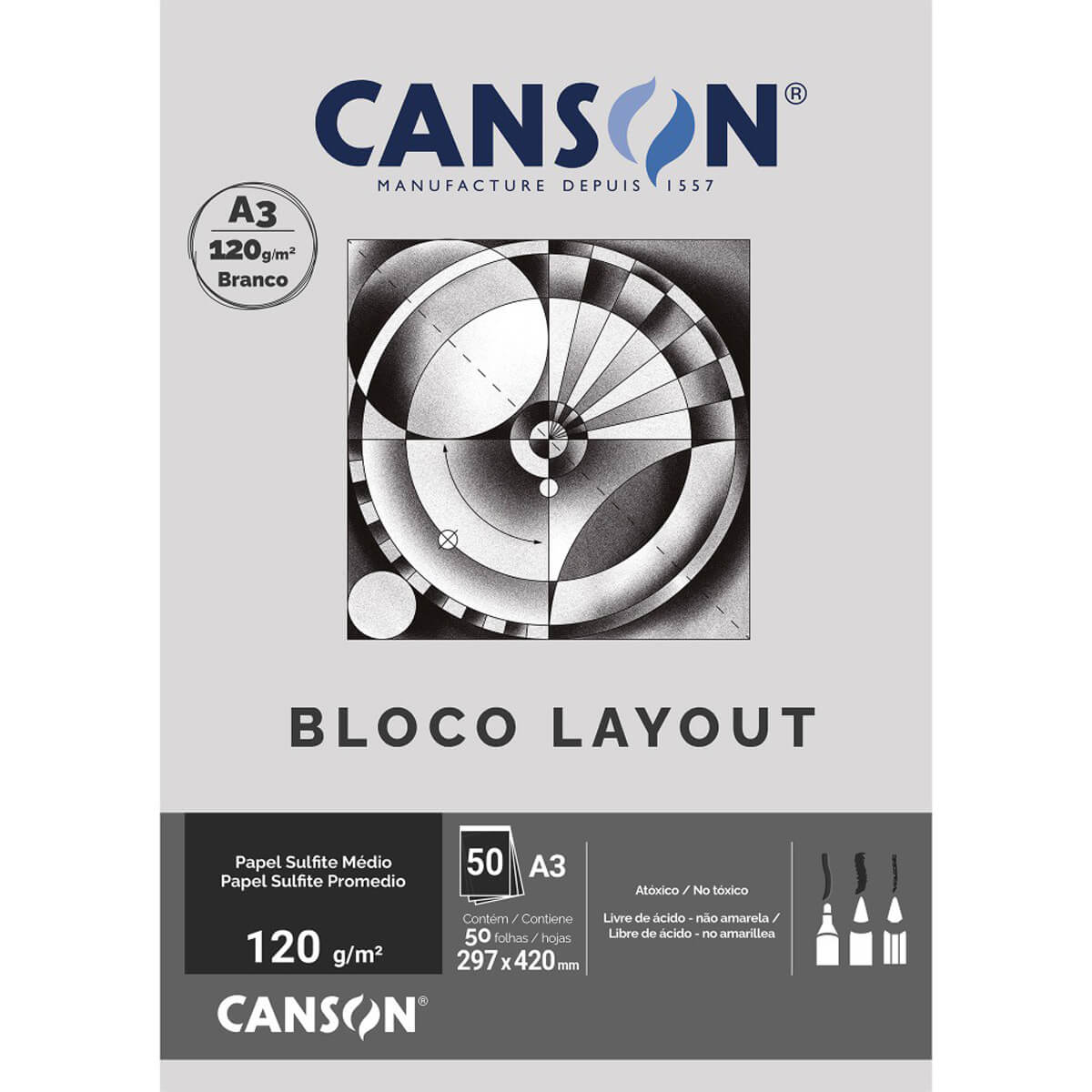 Bloco de Papel Layout Canson 120g/m² A3