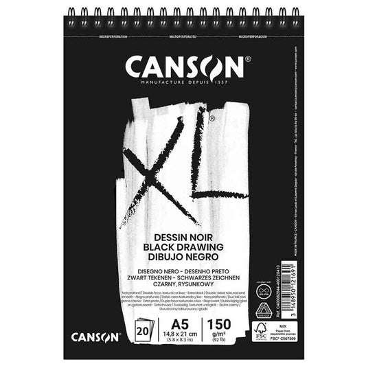 Bloco Papel Negro Dessin Noir Canson XL