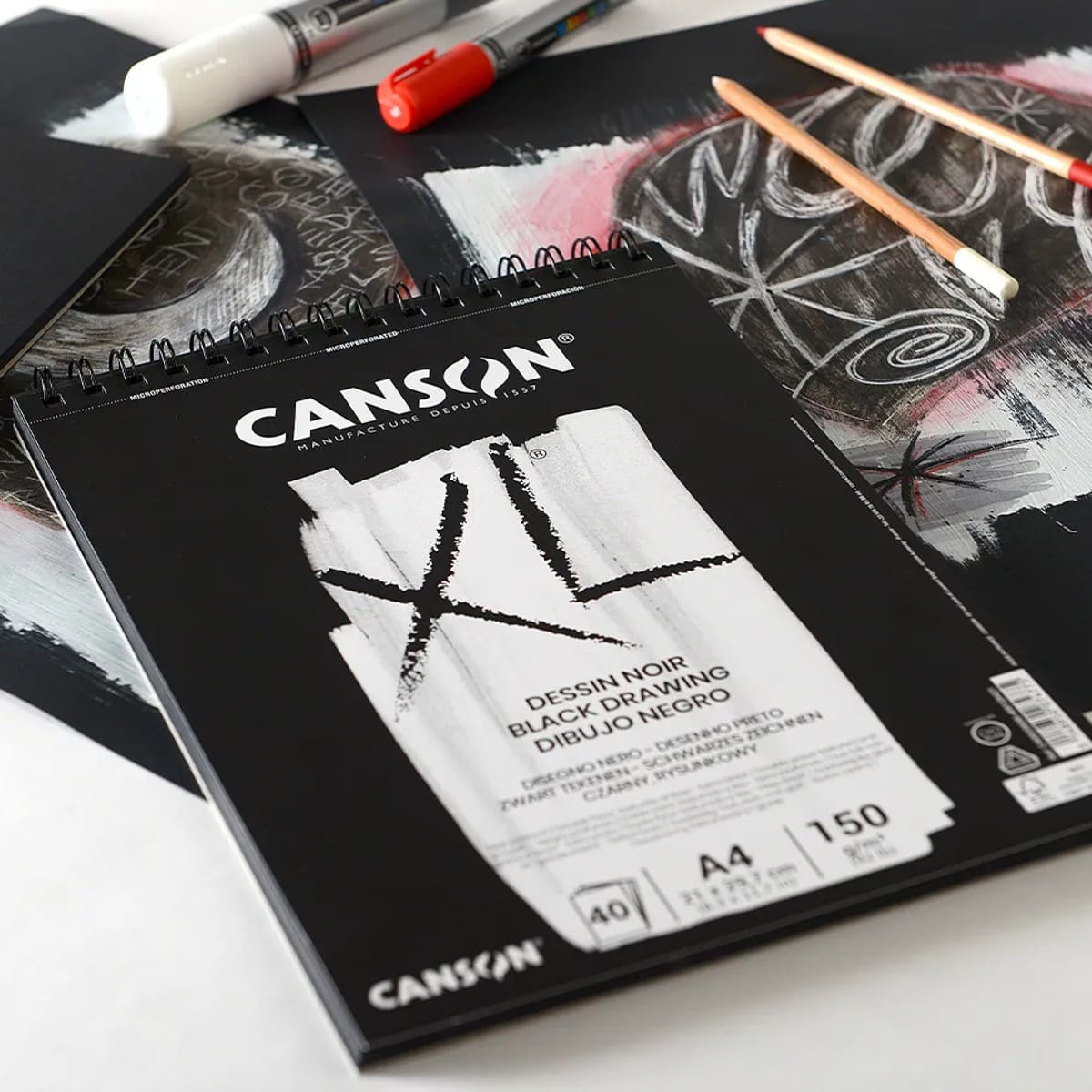 Bloco Papel Negro Dessin Noir Canson XL