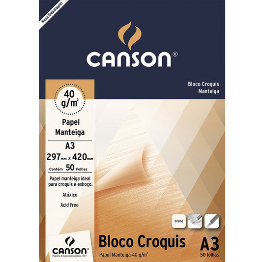Bloco de Papel Manteiga Croquis  Canson 41g/m² A3