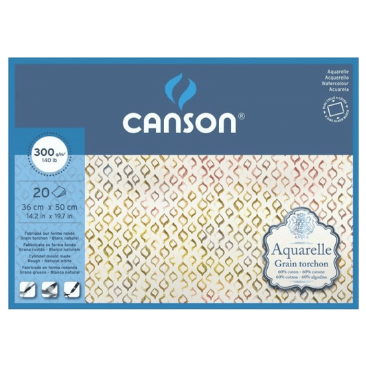 Bloco de Papel Para Aquarela Aquarelle Canson TT 300g/m² 36x50cm 20 Folhas