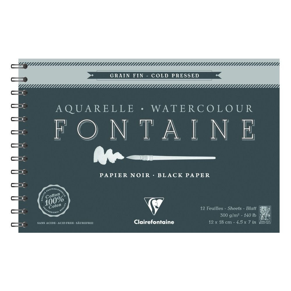 bloco papel aquarela preto clairefontaine fontaine