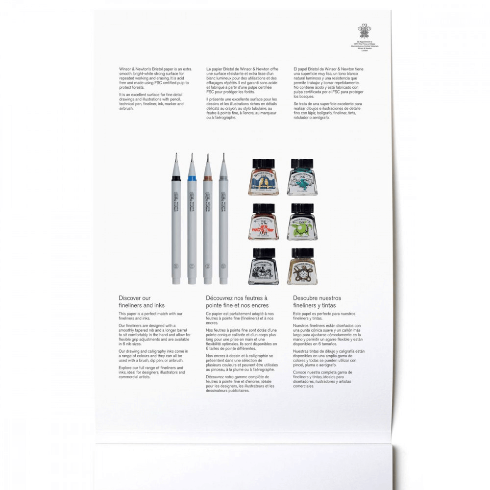 Bloco de papel Winsor & Newton Bristol A3 20 folhas textura lisa