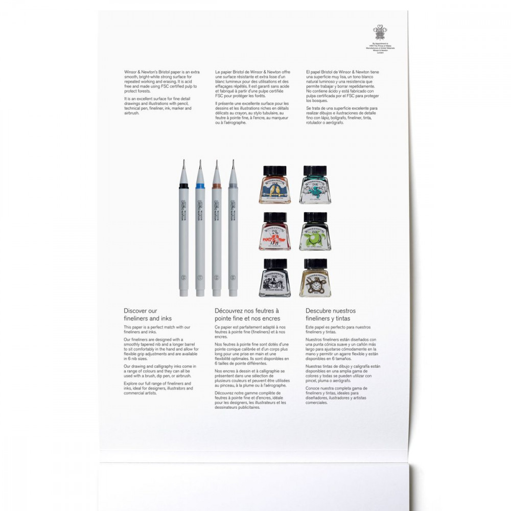 Bloco de Papel Winsor & Newton Bristol 250g A4 20 folhas textura lisa