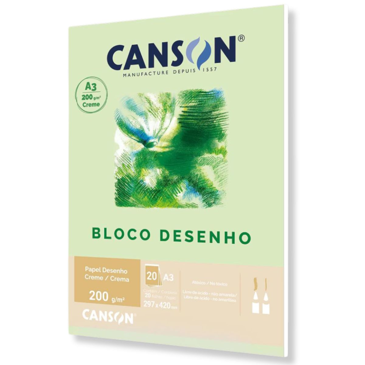 Bloco de Papel Para Desenho Canson 200g/m² A3 Creme