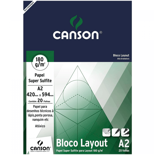 Bloco de Papel Layout Canson 180g/m² A2