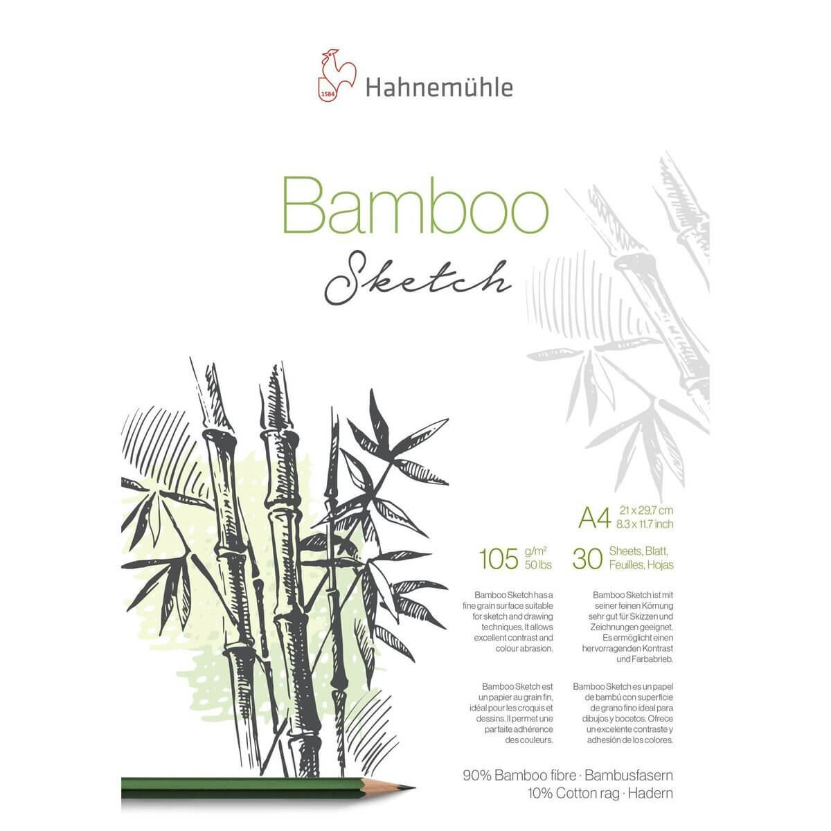 Bloco Para Aquarela Bamboo Sketch Hahnemühle 105g/m² A4 21x29,7cm
