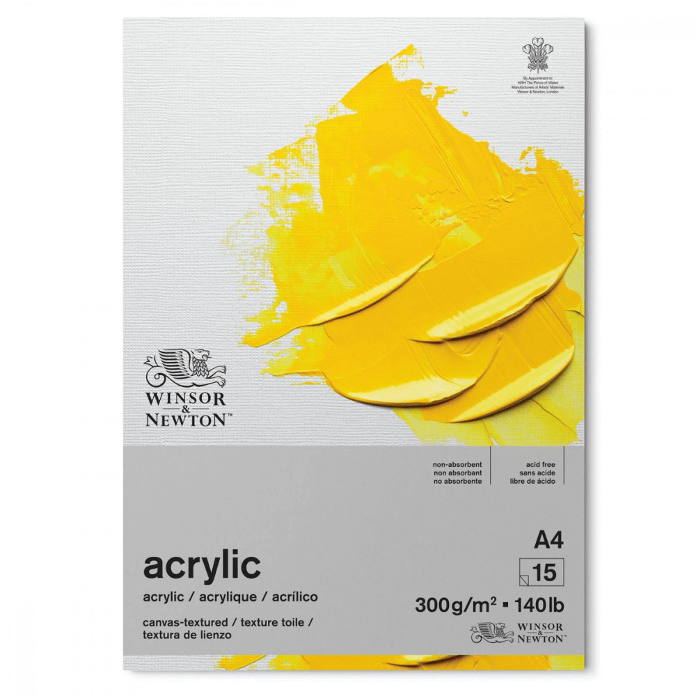 Bloco de papel tinta acrílica Winsor & Newton 300g A4 15 folhas branco natural