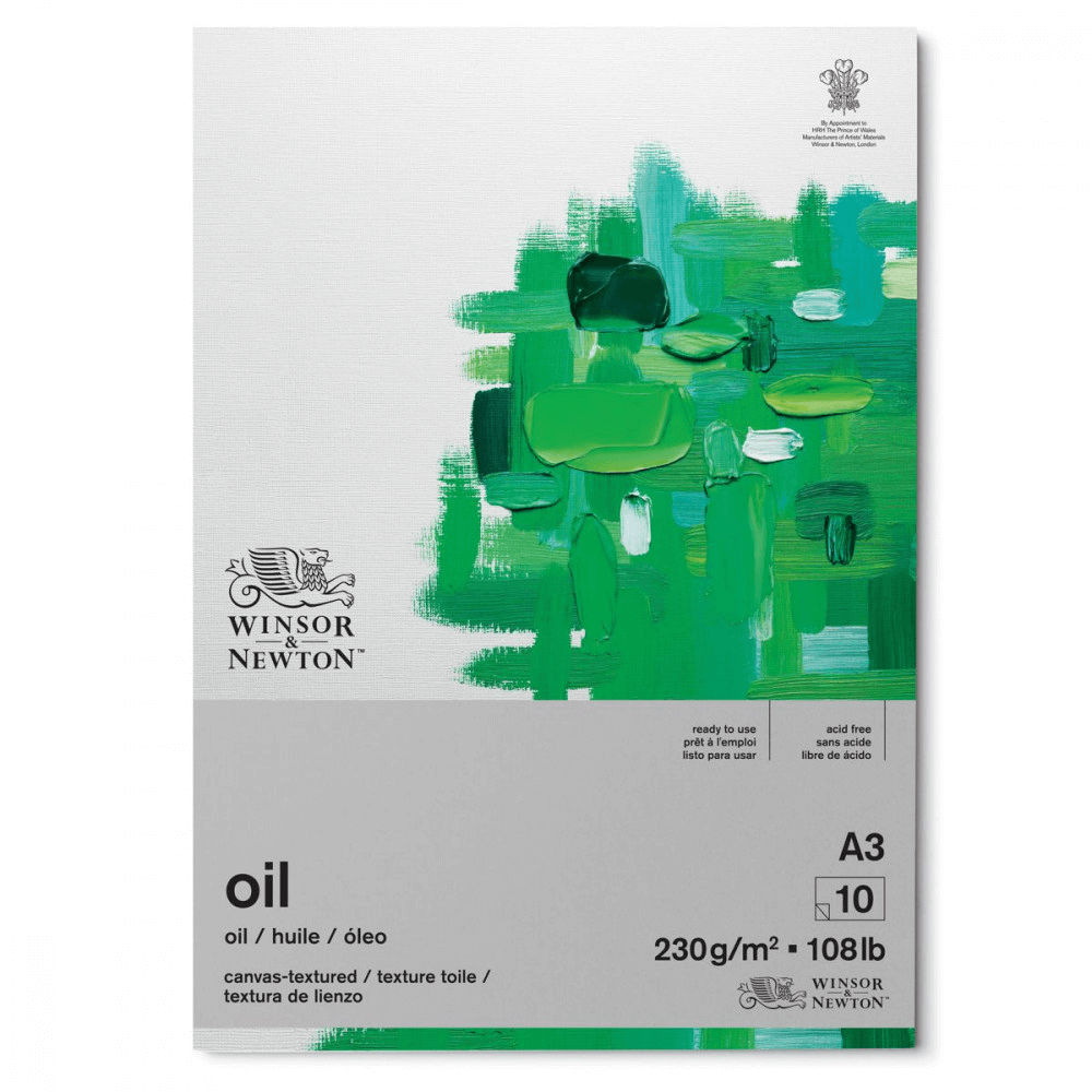 bloco de papel tinta óleo winsor & newton 230g a3 10 folhas textura de linho