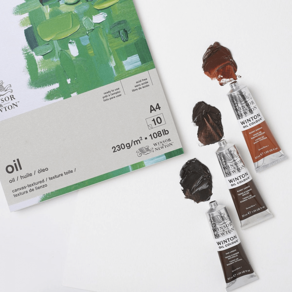 bloco de papel tinta óleo winsor & newton 230g a3 10 folhas textura de linho