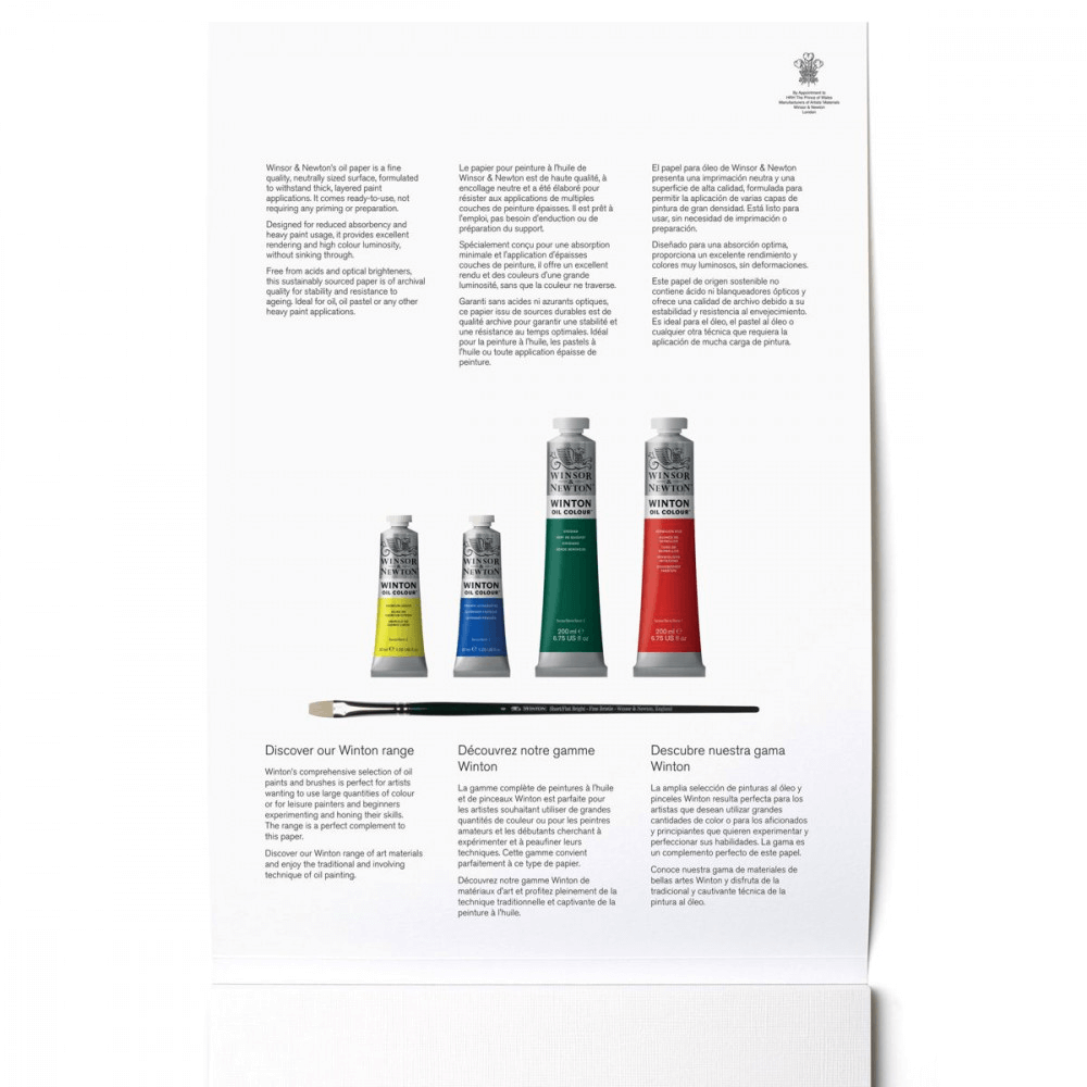 bloco de papel tinta óleo winsor & newton 230g a3 10 folhas textura de linho