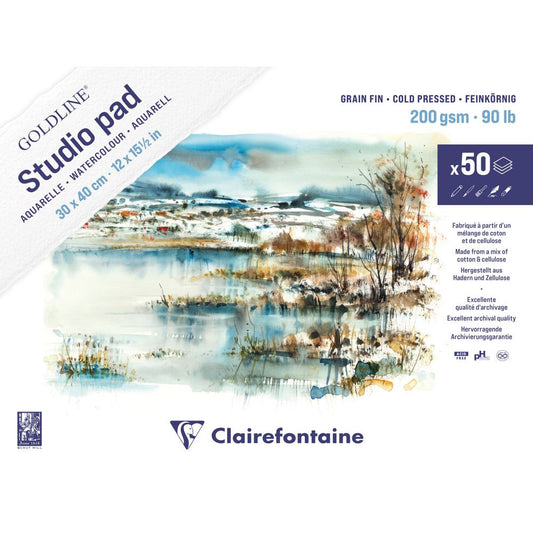 Bloco de Papel Para Aquarela Studio Pad 30x40cm 200g Clairefontaine
