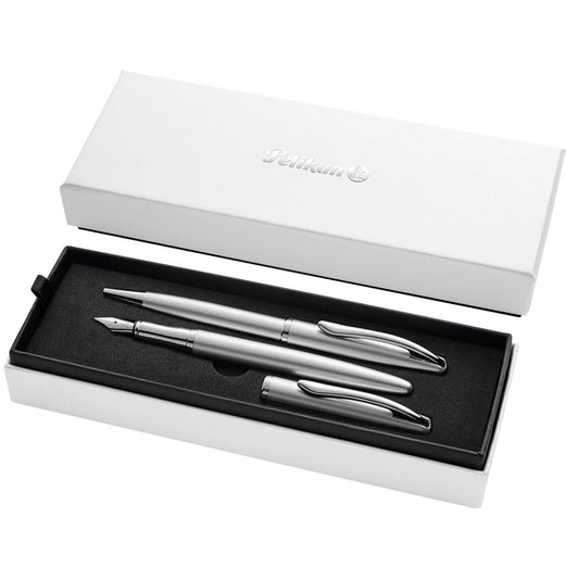 Estojo Caneta Pelikan Jazz Noble Elegance Silver Tinteiro e Esferográfica