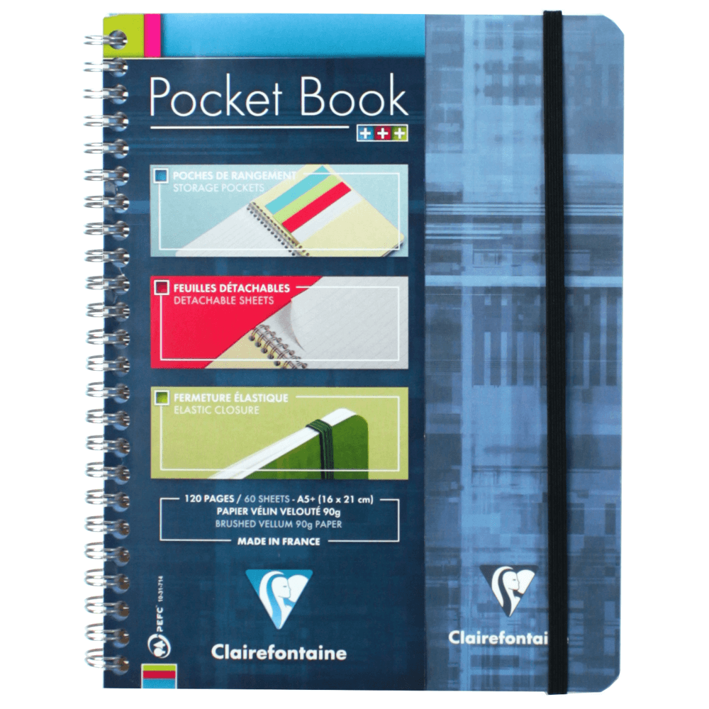 Caderno Pautado Pocket Book Clairefontaine A5+ Azul
