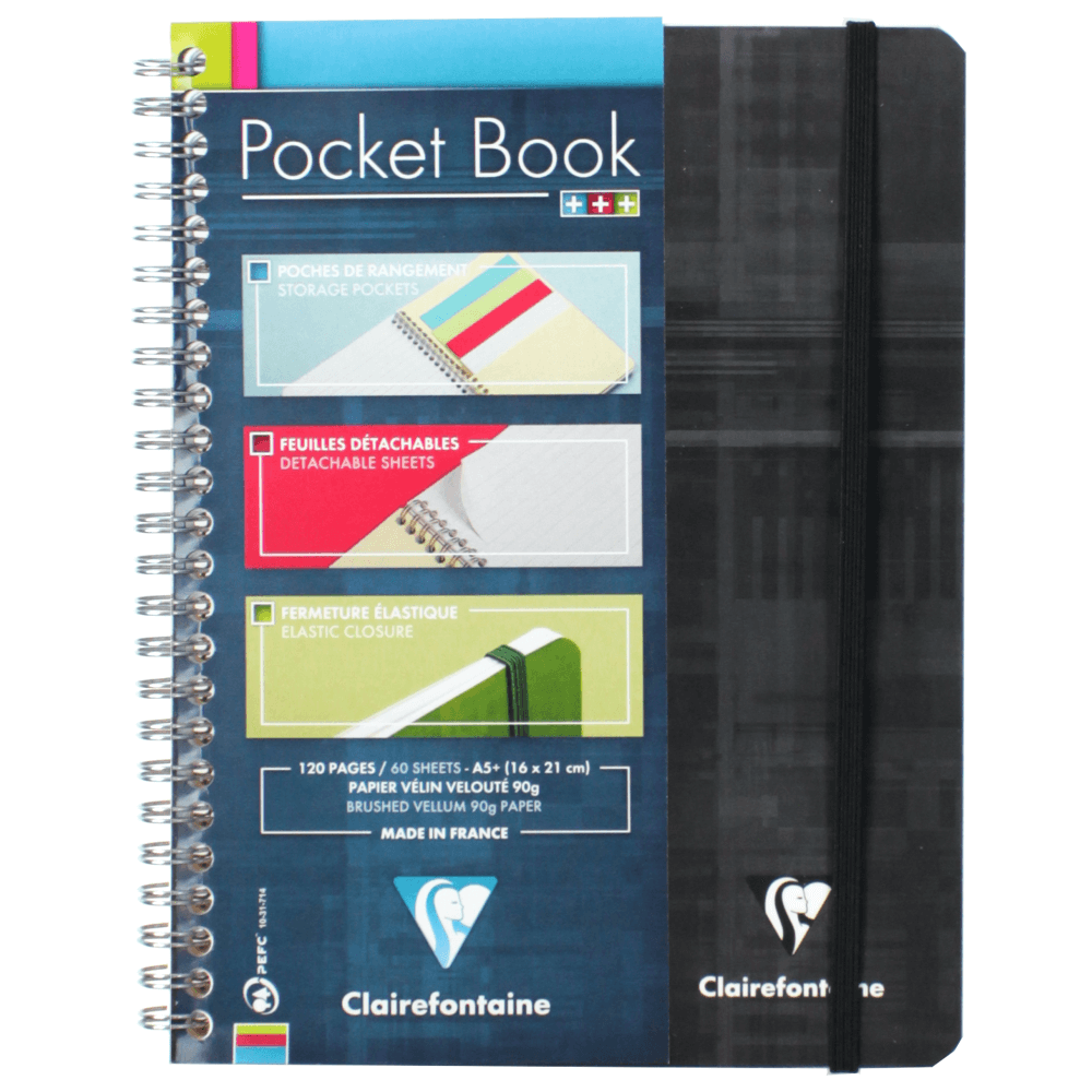 Caderno Pautado Pocket Book Clairefontaine A5+ Preto