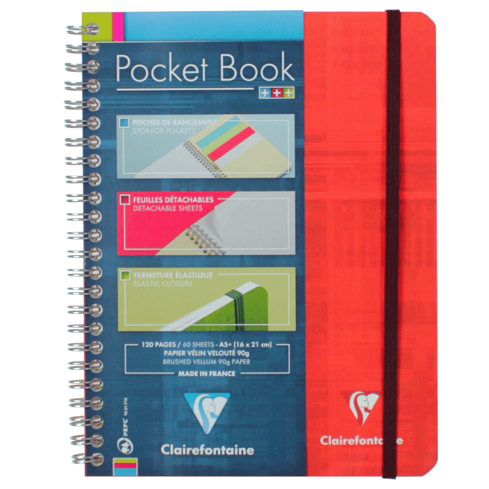 Caderno Pautado Pocket Book Clairefontaine A5+ Vermelho