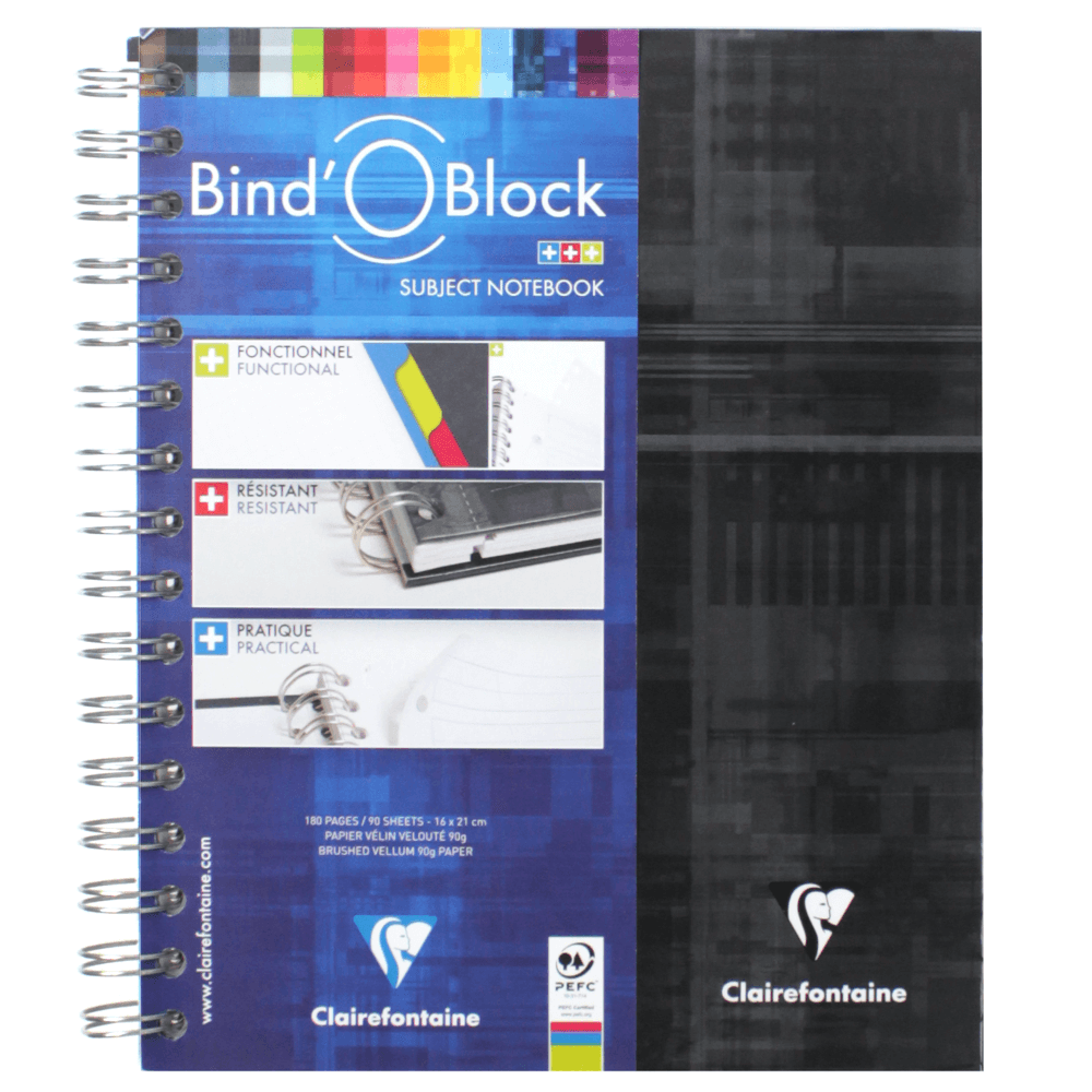 Caderno Quadriculado Bind'O Block Clairefontaine 16x21cm Preto