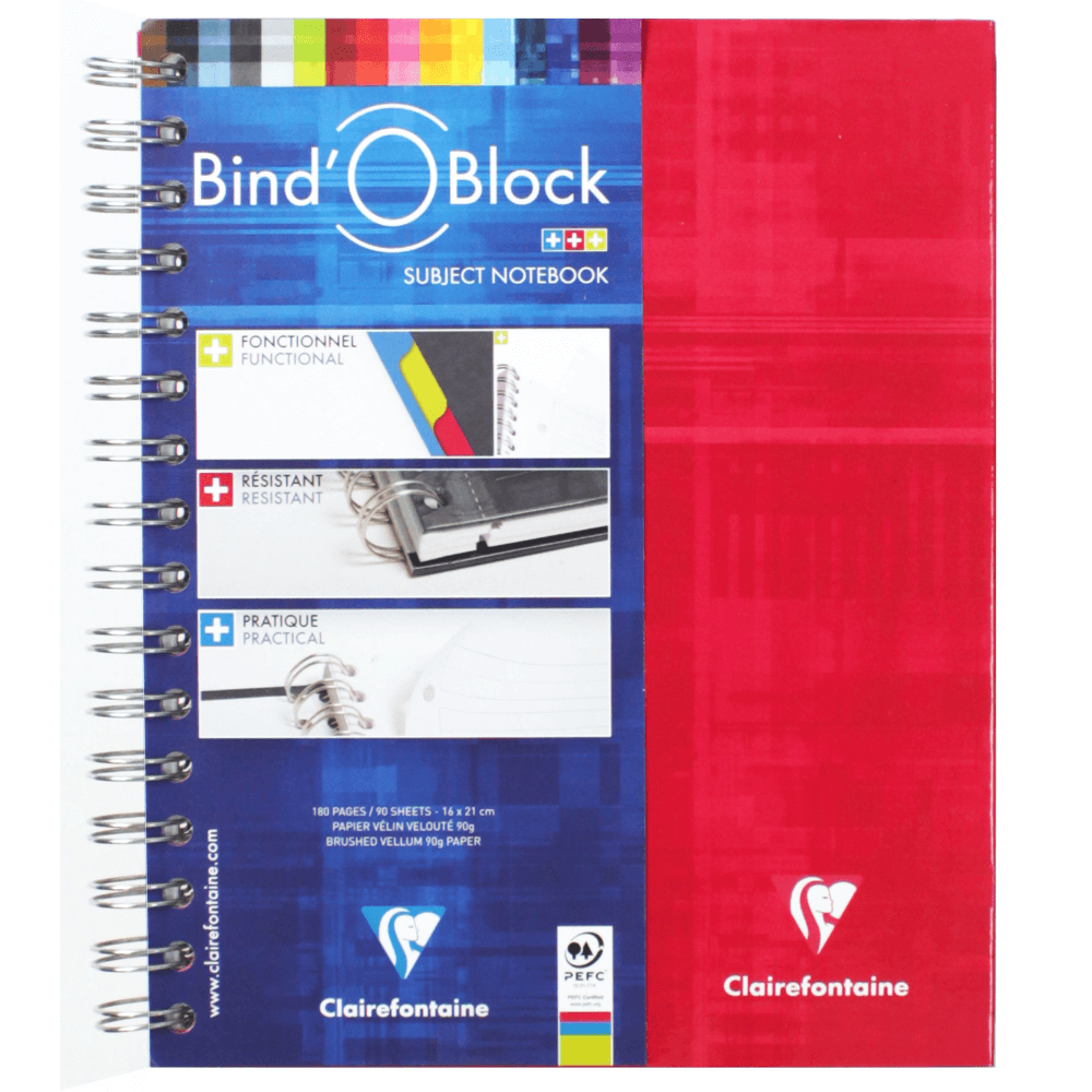 Caderno Quadriculado Bind'O Block Clairefontaine 16x21cm Vermelho