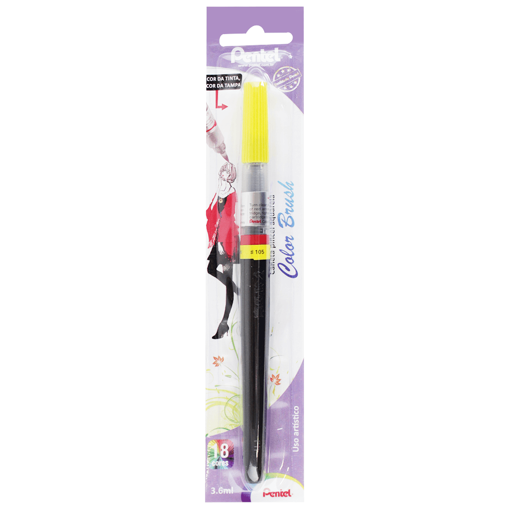 Caneta Pincel Aquarela Color Brush Pentel Yellow 105